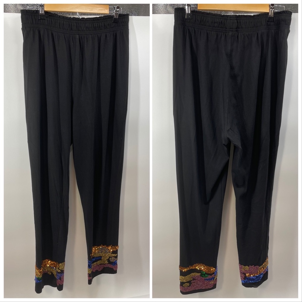 Gene Ewing | Black Sequined Vintage Stretch Pants 80's Small